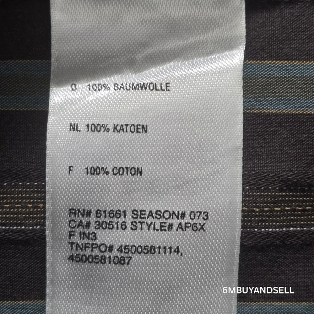 The North Face A5 Series Mens Med Brown Green Striped Cotton‎ Button Down Shirt